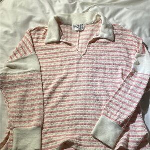 Bucket List Pink and White Striped Sweater